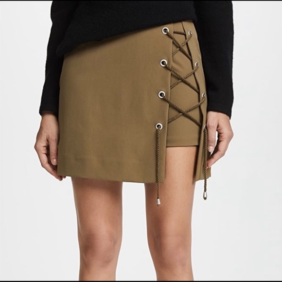 Rebecca Minkoff Dresses & Skirts - Rebecca Minkoff Olive Green Stevia Military Lace Up Skirt Size 10